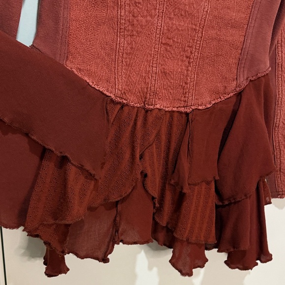 Free People Red Ruffled Jacket - Picture 4 of 5